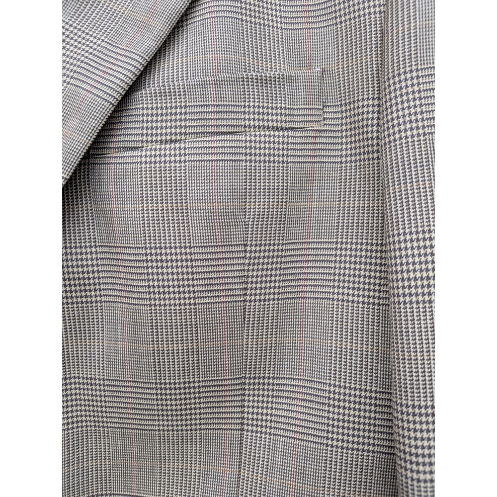 Jos.A Banks 41R Beige Prince of Wales Wool Rust Check Plaid Sport Jacket Blazer